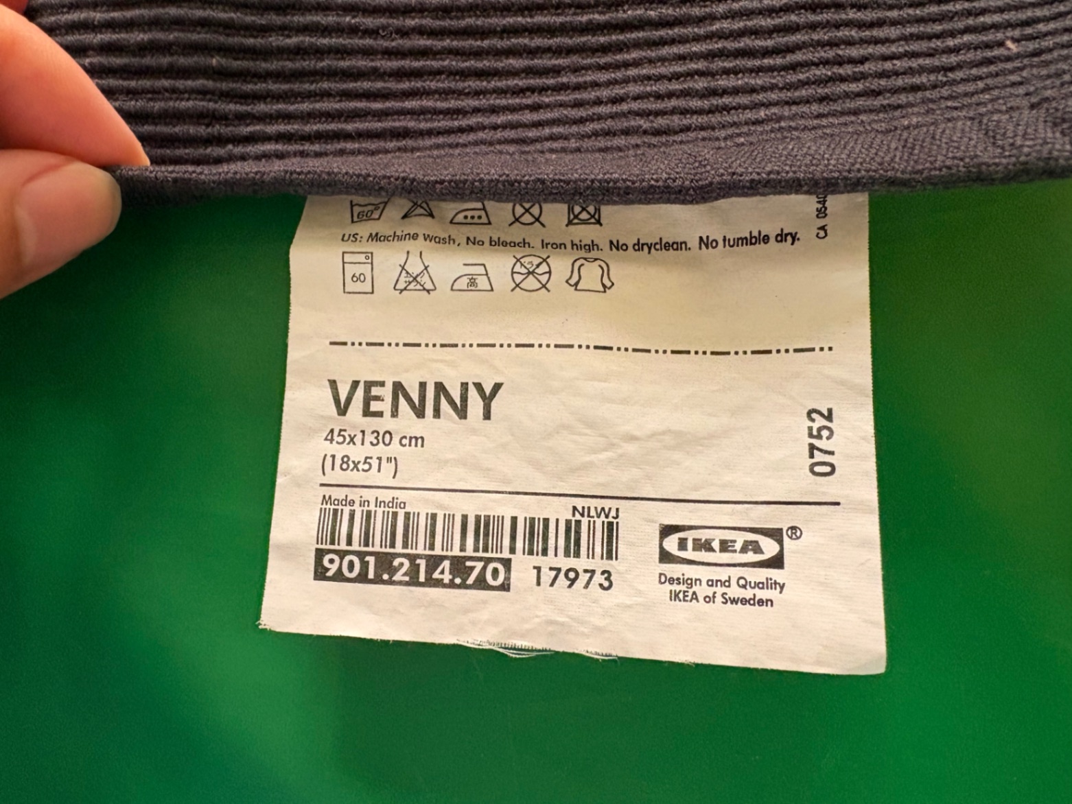 IKEA VENNY 棉麻混纺桌布 45×130 cm（棕/深灰） (2)